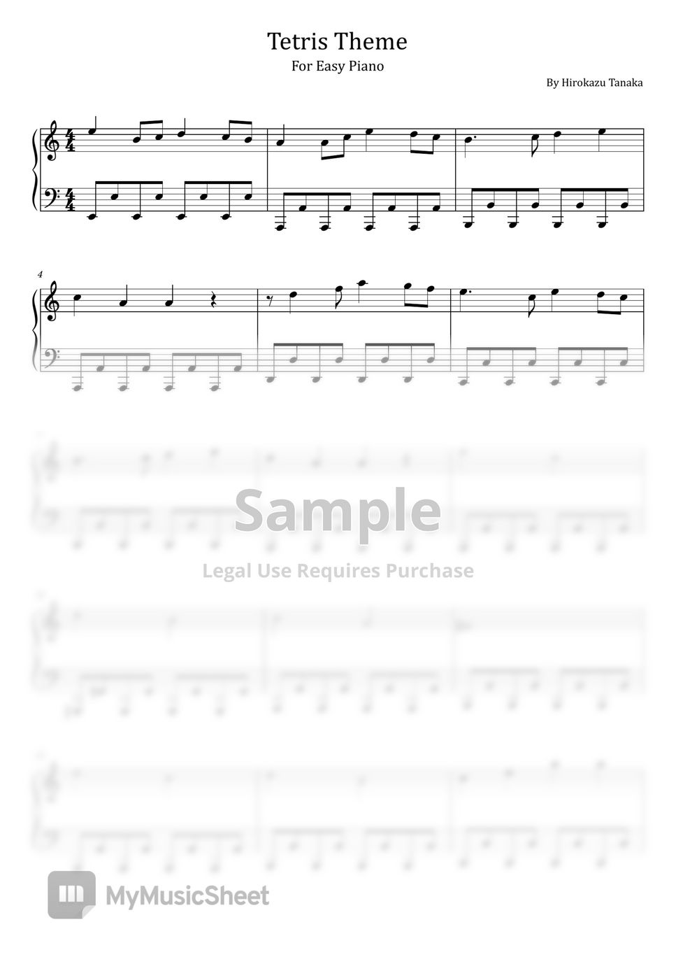 Hirokazu Tanaka - Tetris Theme ((Korobeniki) -  For Easy Piano) by poon