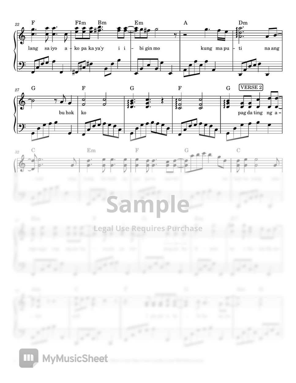 Moira dela Torre - Kahit Maputi na Ang Buhok Ko (piano sheet music) by Mel's Music Corner