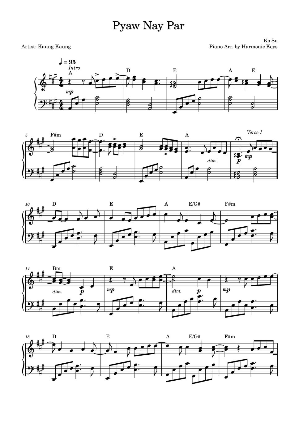 Kaung kaung pyaw nay par partitura by harmonic keys