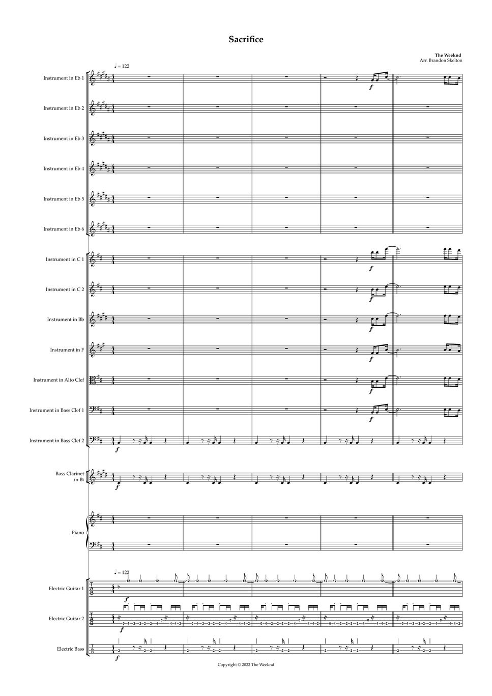 The Weeknd - Sacrifice (Full Score) Sheets by Brandon Skelton