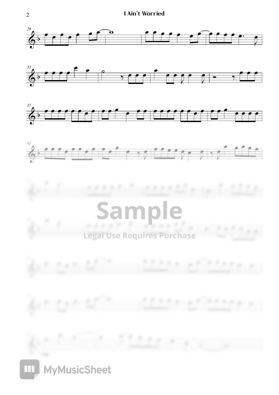 Top Gun Maverick I Ain’t Worried (Melody) Sheets by Right Now Piano