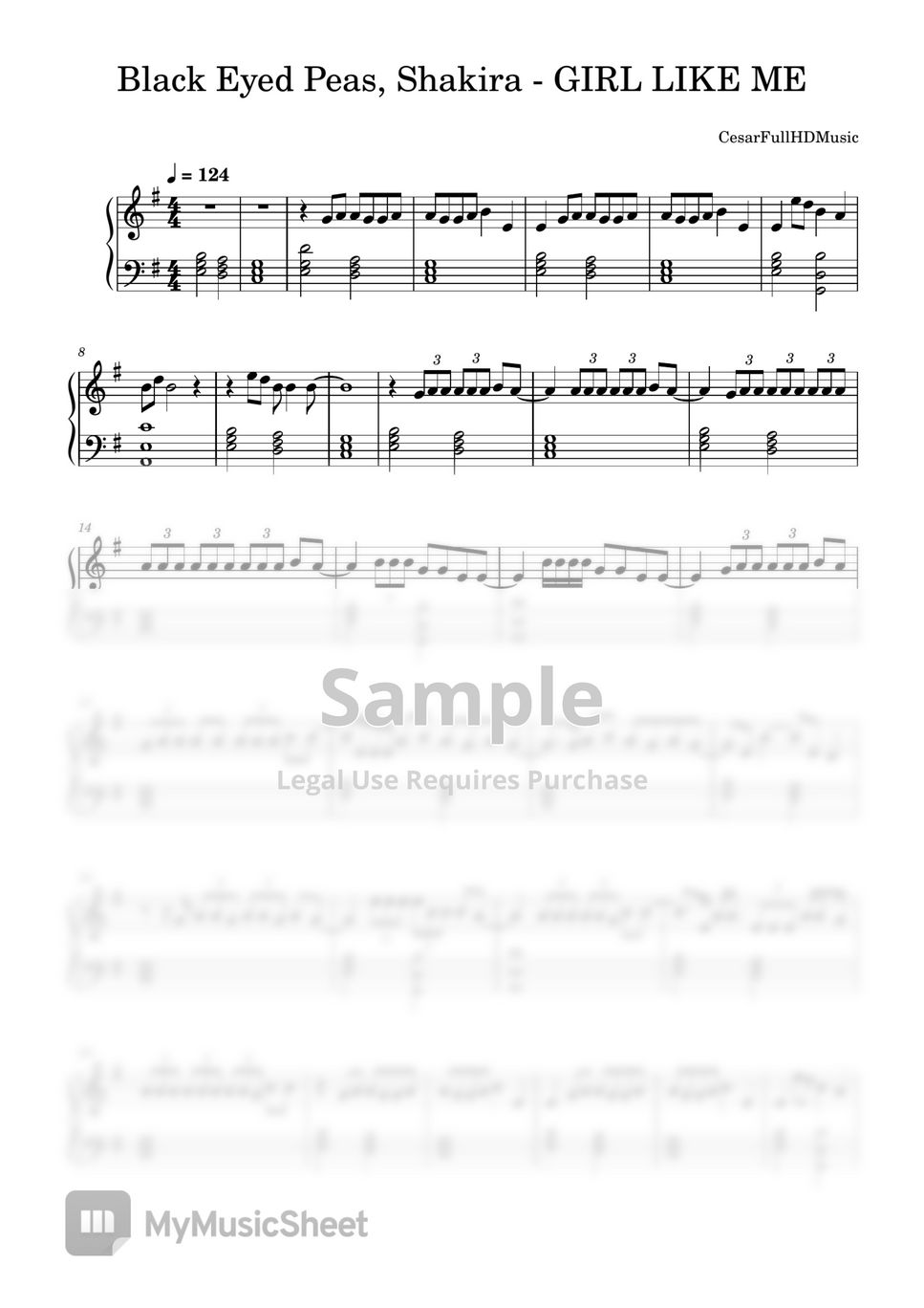 Black Eyed Peas, Shakira GIRL LIKE ME Sheets