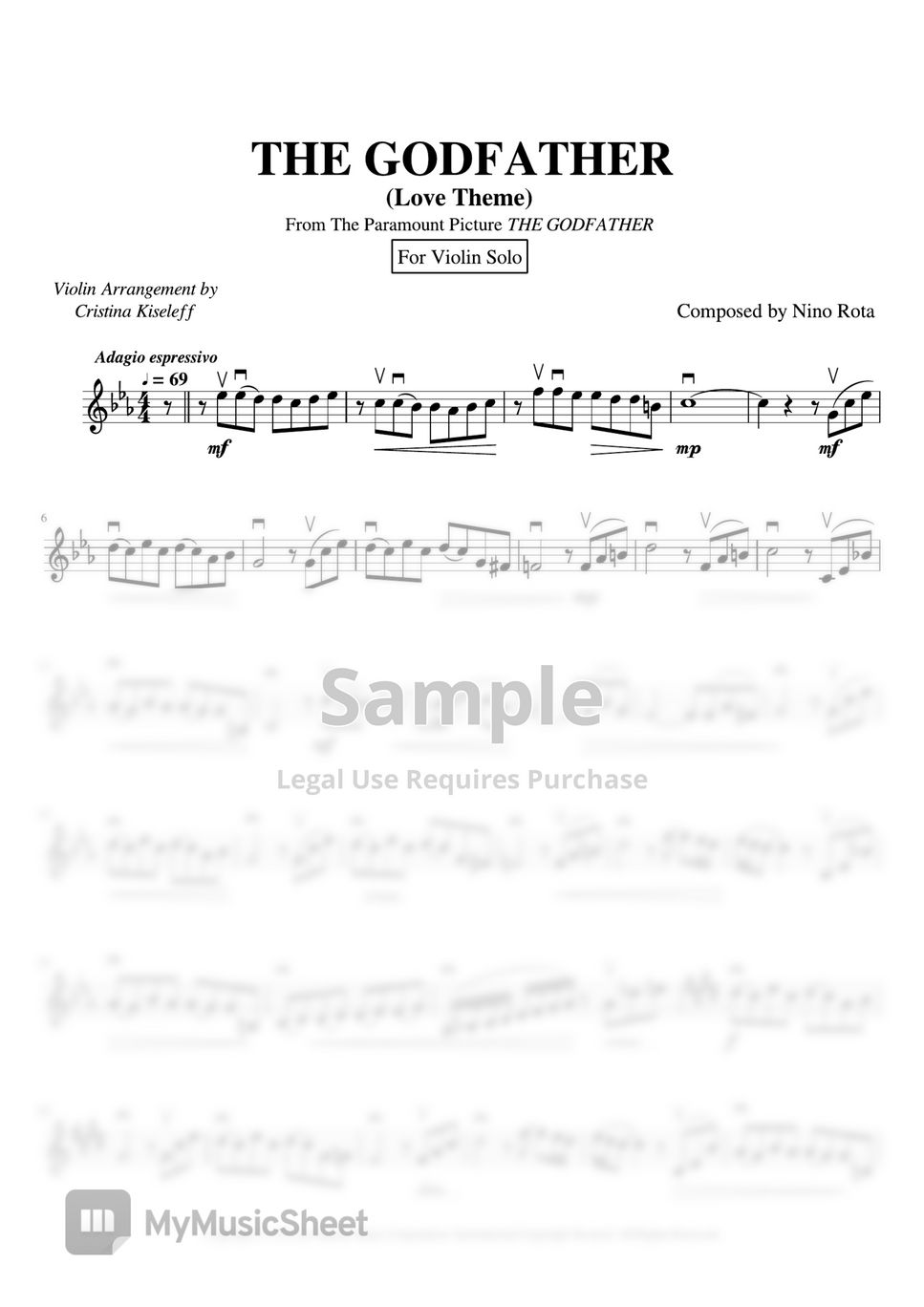 Nino Rota - THE GODFATHER Main Theme (For Violin Solo) by Cristina Kiseleff