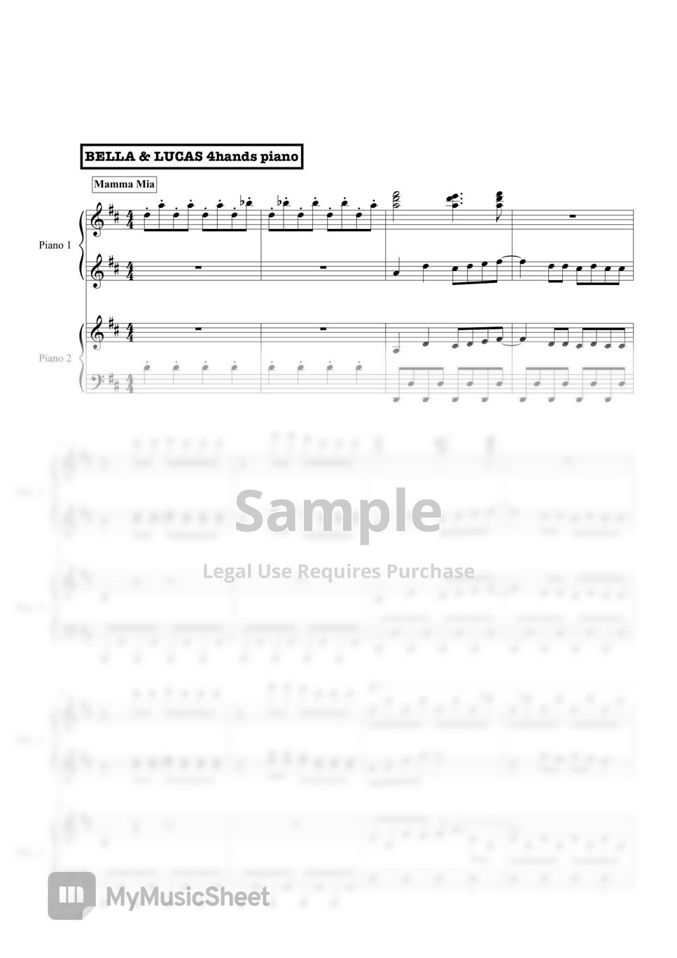 Mamma Mia - Medley (4Hands Piano) by Bella&Lucas