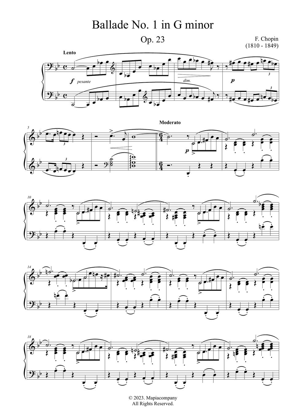 F Chopin Chopin Ballade 1 Piano Sheet Music Free Partition Musicale By MyMusicSheet Official