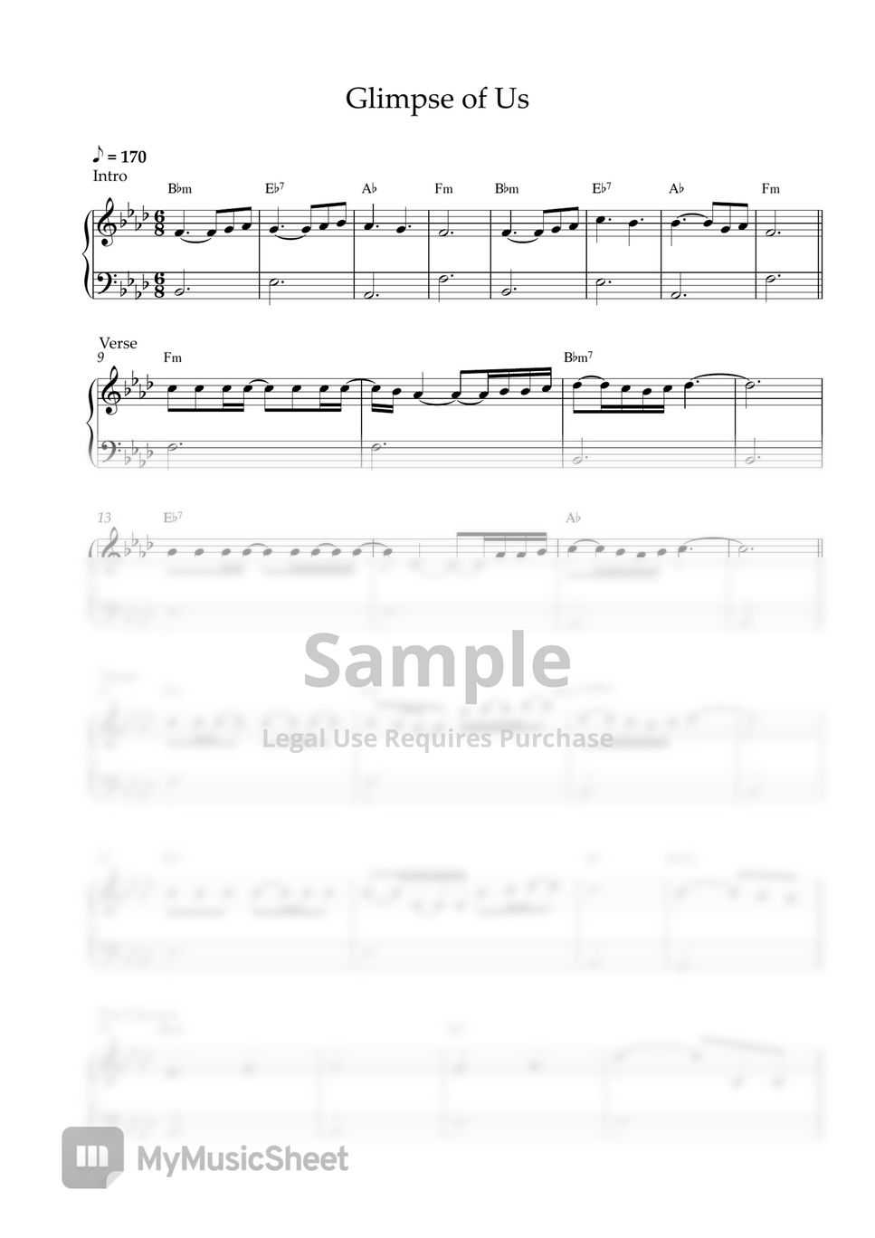 Joji - Glimpse of Us (EASY Piano Sheet) by Pianella Piano