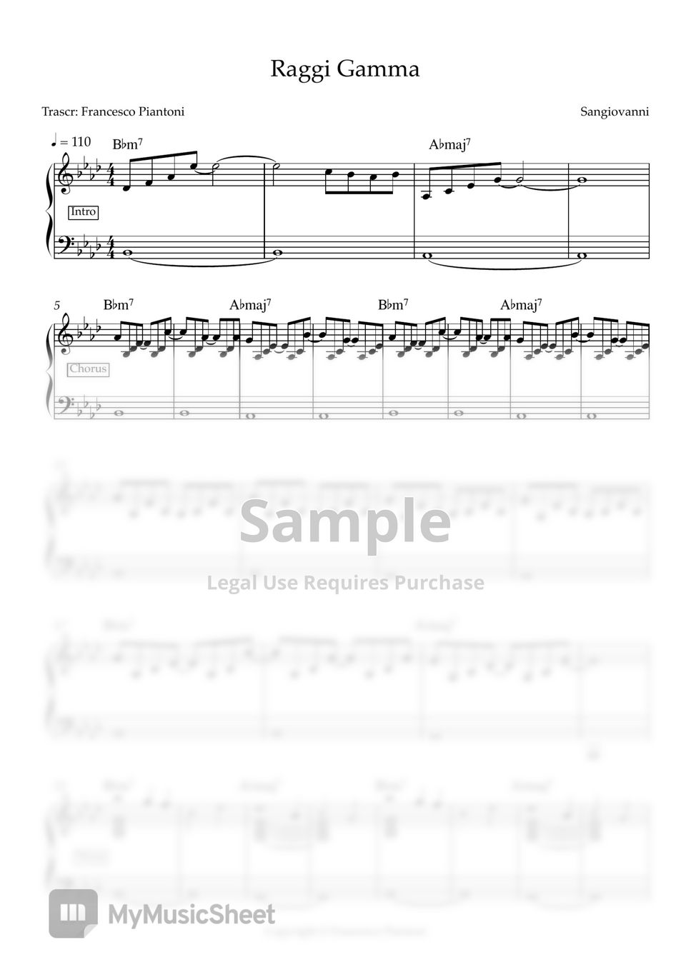 Sangiovanni - Raggi Gamma (spartito pianoforte) by Francesco Piantoni