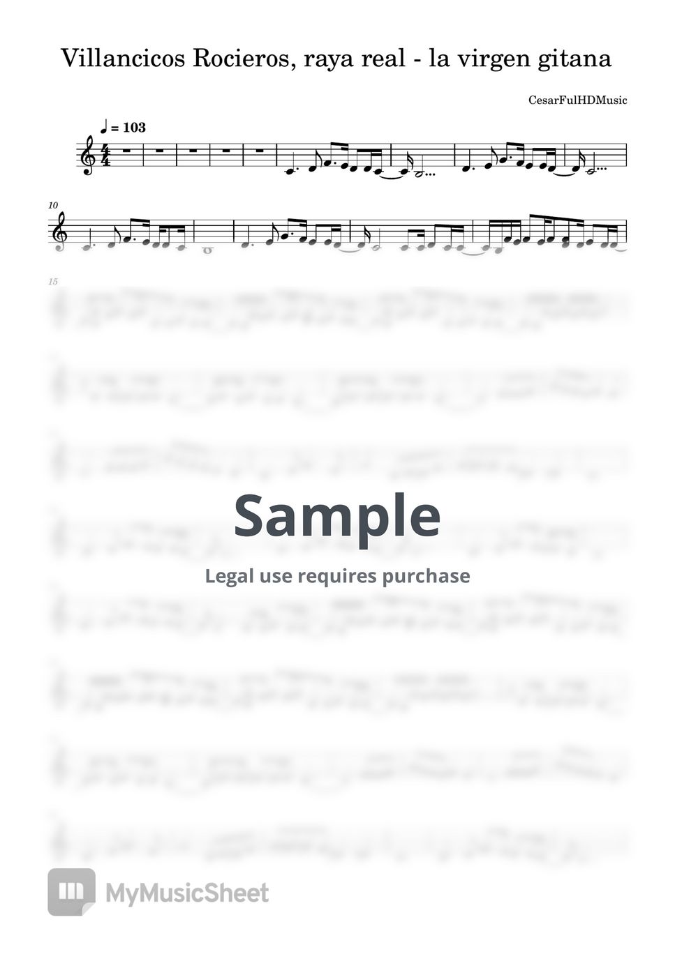 Villancicos Rocieros, raya real la virgen gitana Sheets