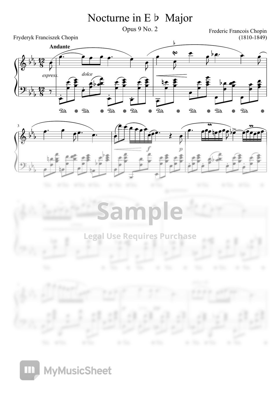 F.F.Chopin - Chopin Nocturne Op.9 No.2 in E Flat Major Sheets by F.F.Chopin