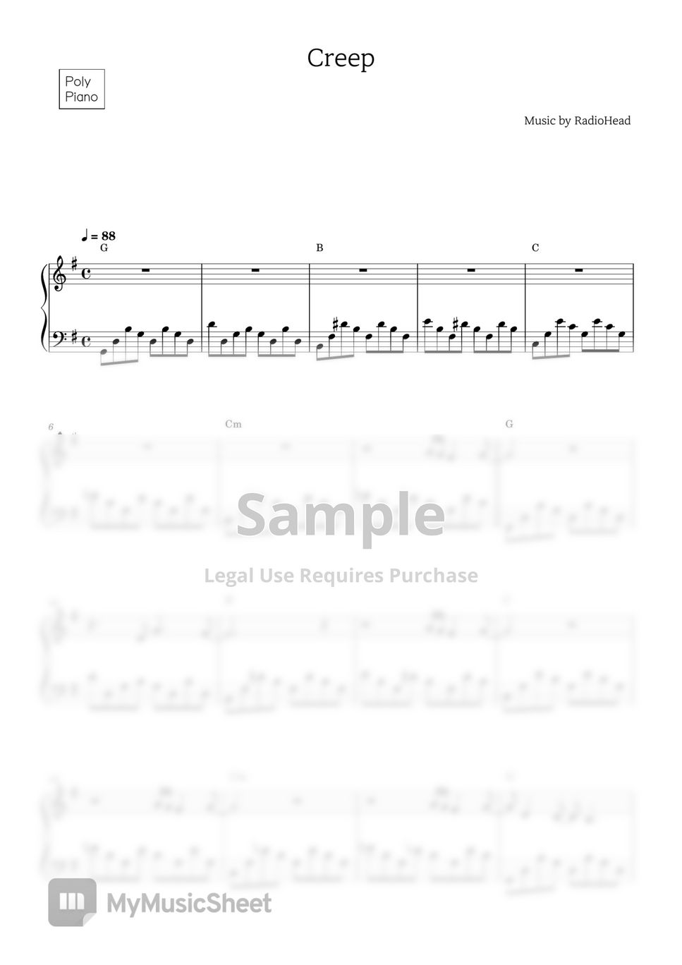 Radiohead Creep (Guardians of the Galaxy 3) 악보 by POLYPiano