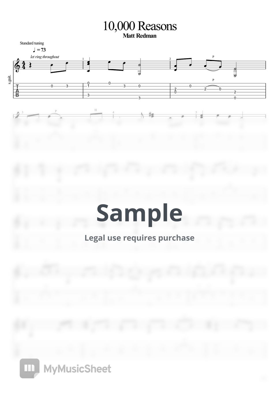 Matt Redman - 10,000 Reasons (Fingerstyle) Sheets by Guitar Recipe