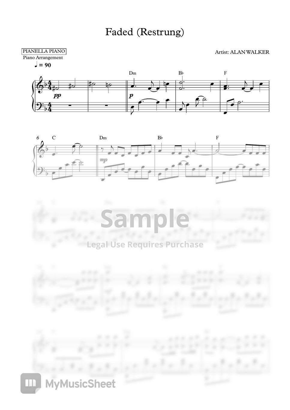 Alan Walker - FADED - Restrung (Piano Sheet) by Pianella Piano