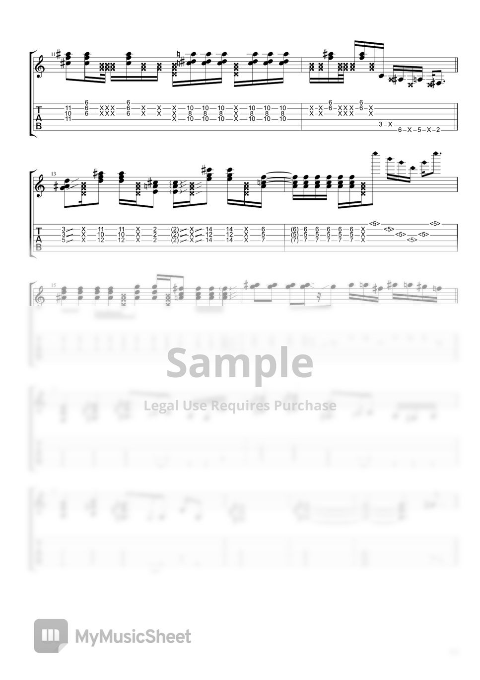 Kenshi Yonezu(米津玄師) KICK BACK (Chainsaw Man OP) Tab + 1staff by 모르크스