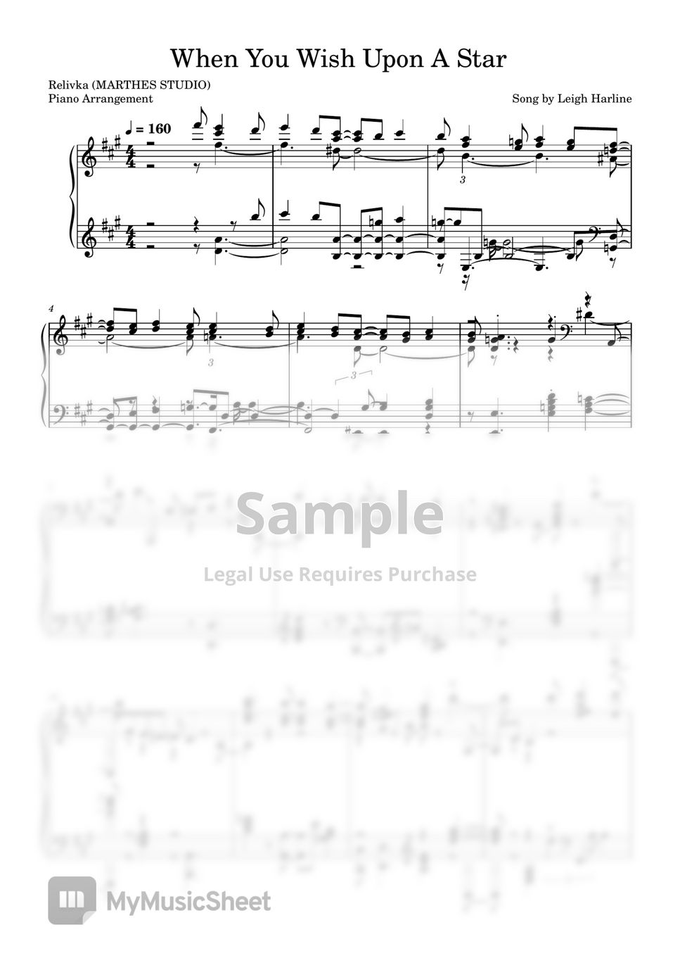 Leigh harline when you wish upon a star disney theme song sheets by