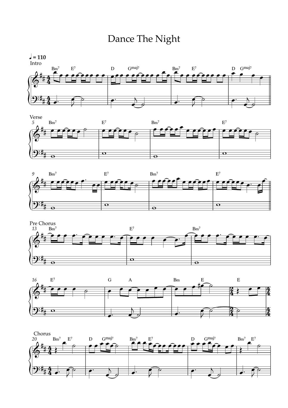 Dua Lipa - Dance The Night (EASY PIANO SHEET) Partitura By Pianella Piano