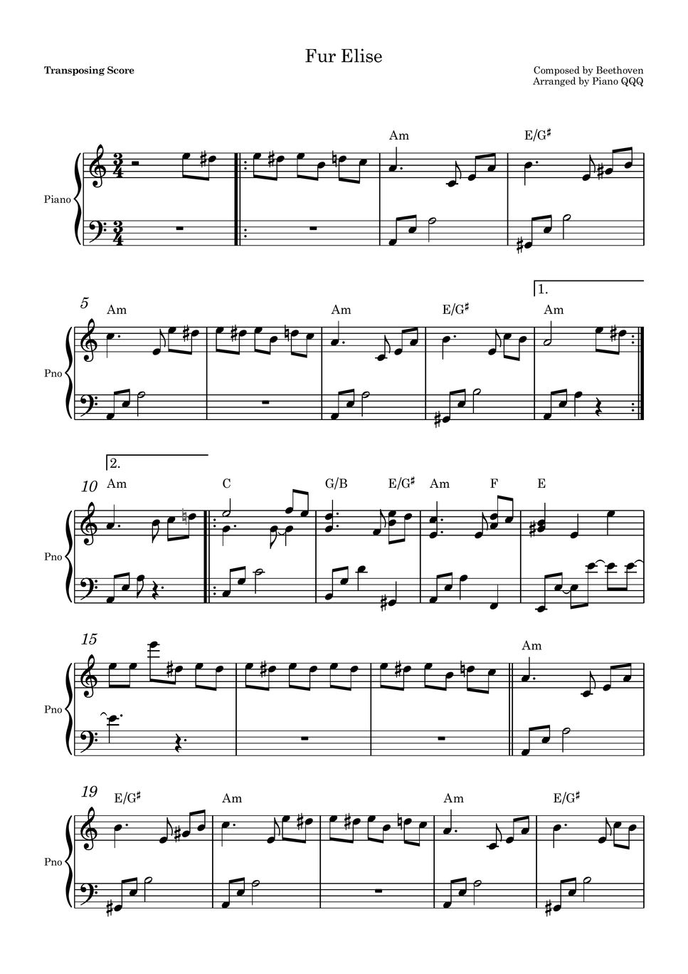 Beethoven - For Elise (piano Solo) Sheet By Piano Qqq