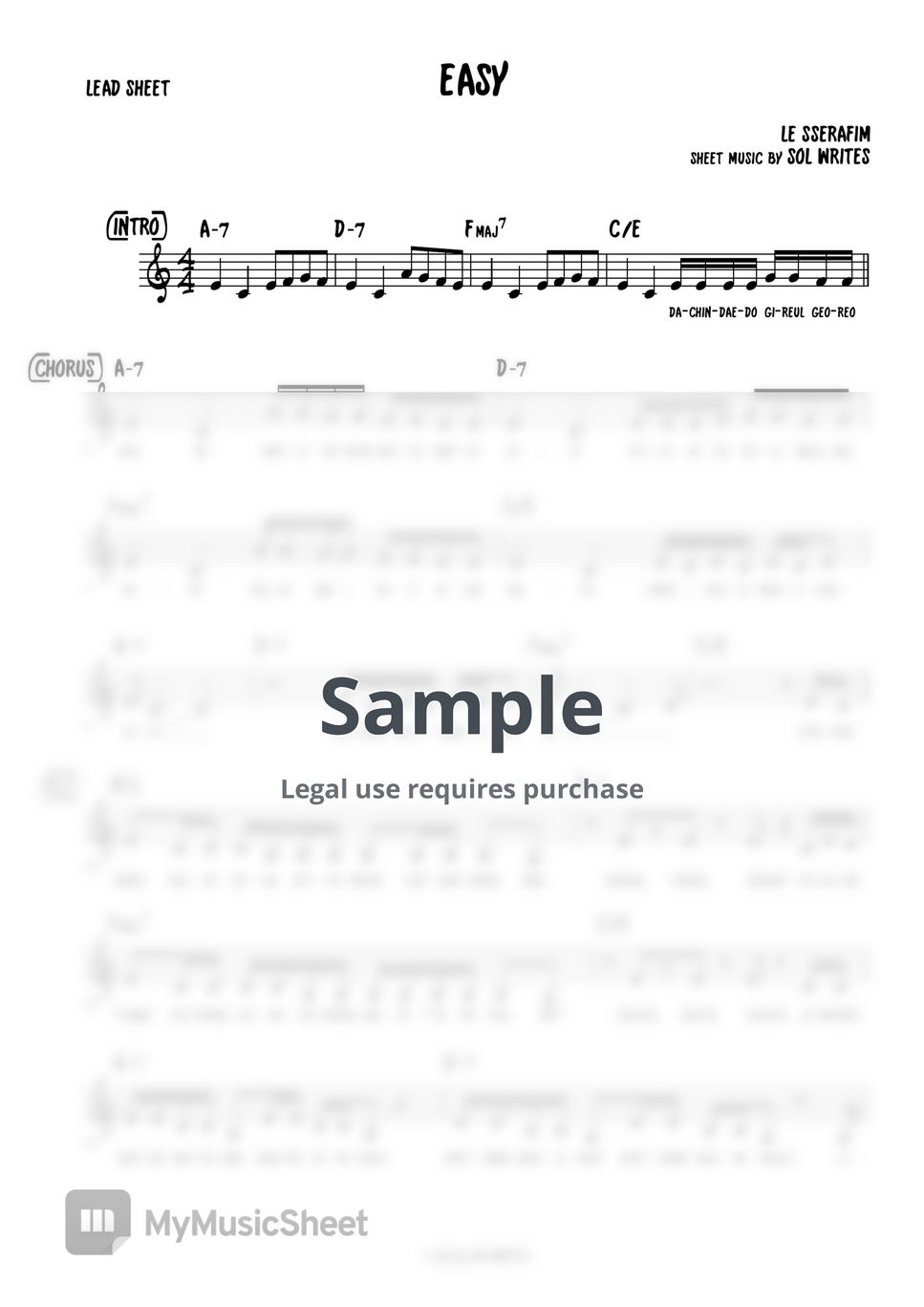 LE SSERAFIM - Easy (ENG Lead sheet - Chords & Romanized lyrics) by Sol Writes