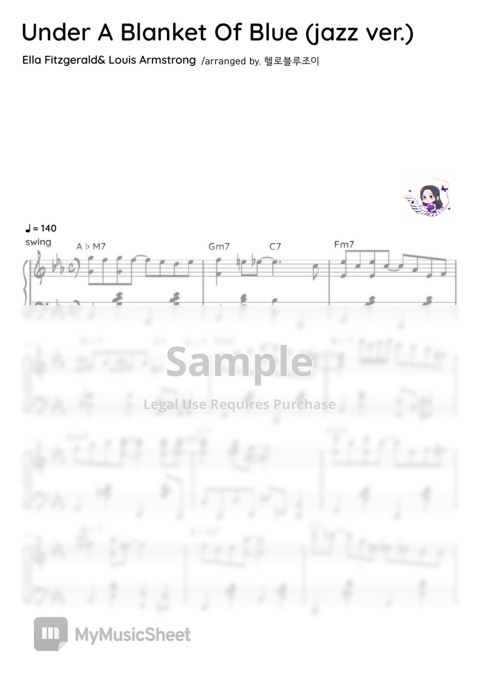 Louis Armstrong Under A Blanket Of Blue (jazz ver.) Sheets by 헬로블루조이