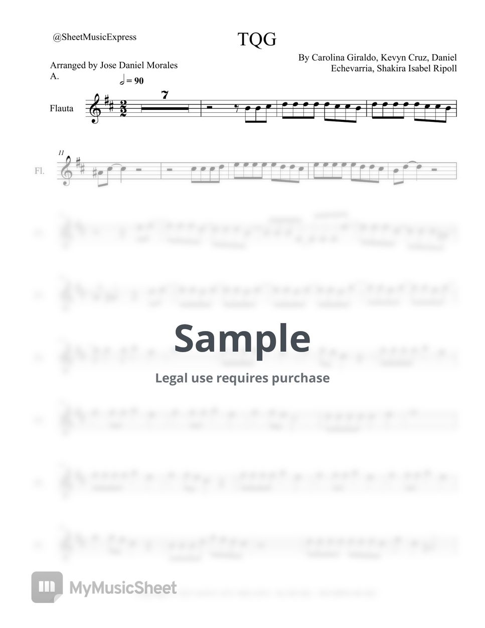Karol G - TQG flute (Latin) by Sheet Music Express