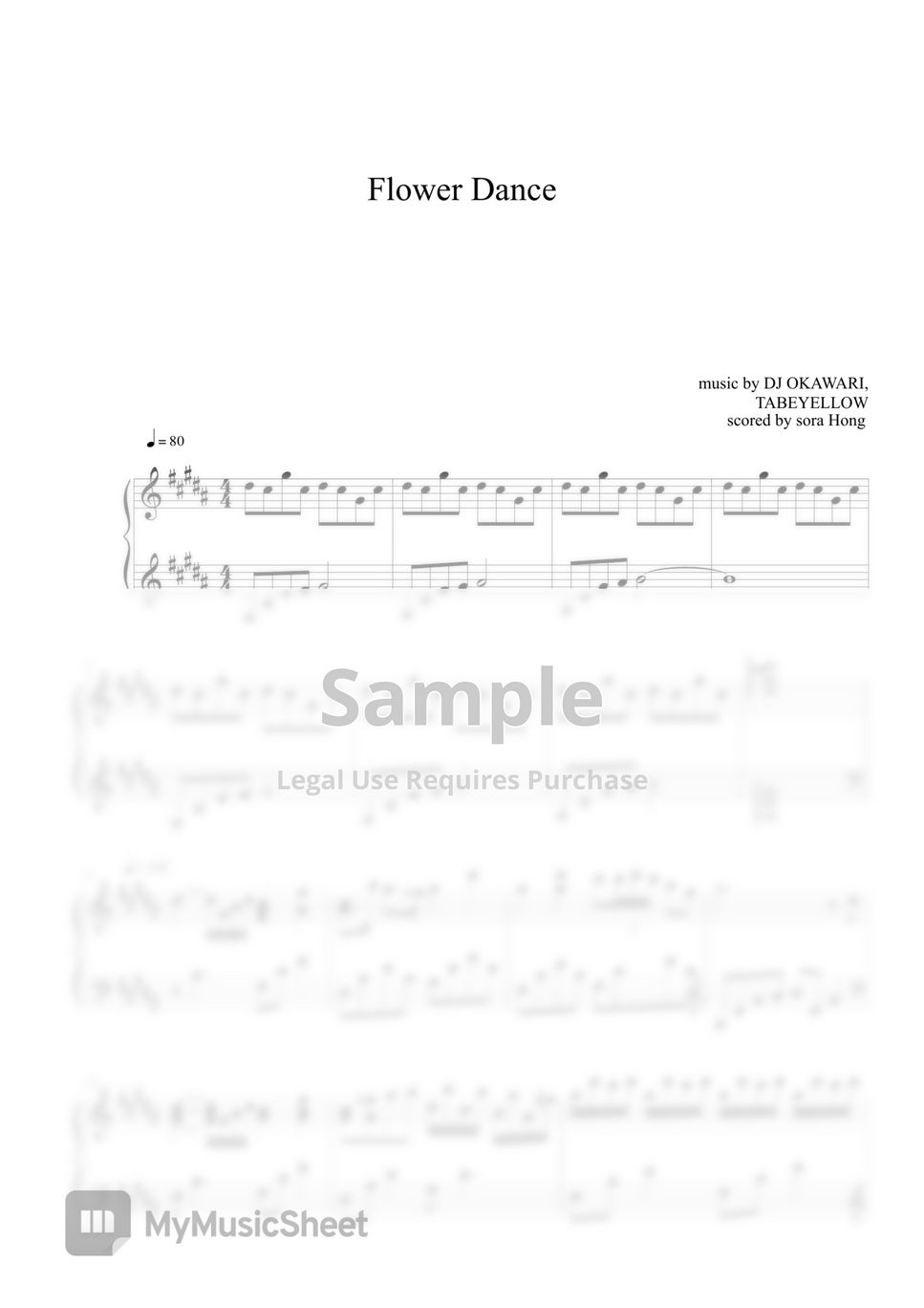 DJ Okawari Flower Dance (원곡B,C 악보) 악보 by sora Hong