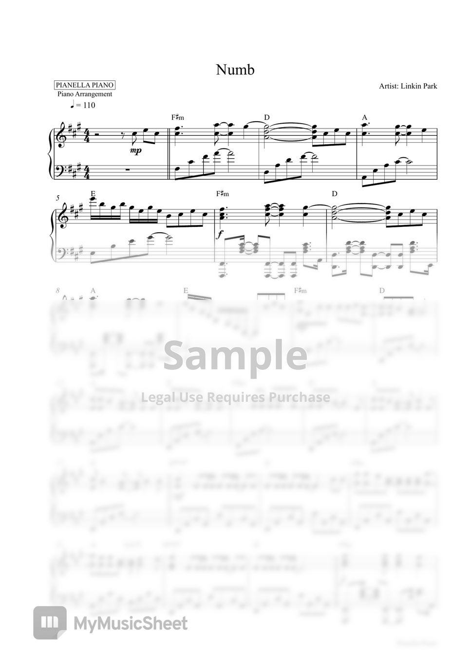 Linkin Park - Numb (Piano Sheet) by Pianella Piano