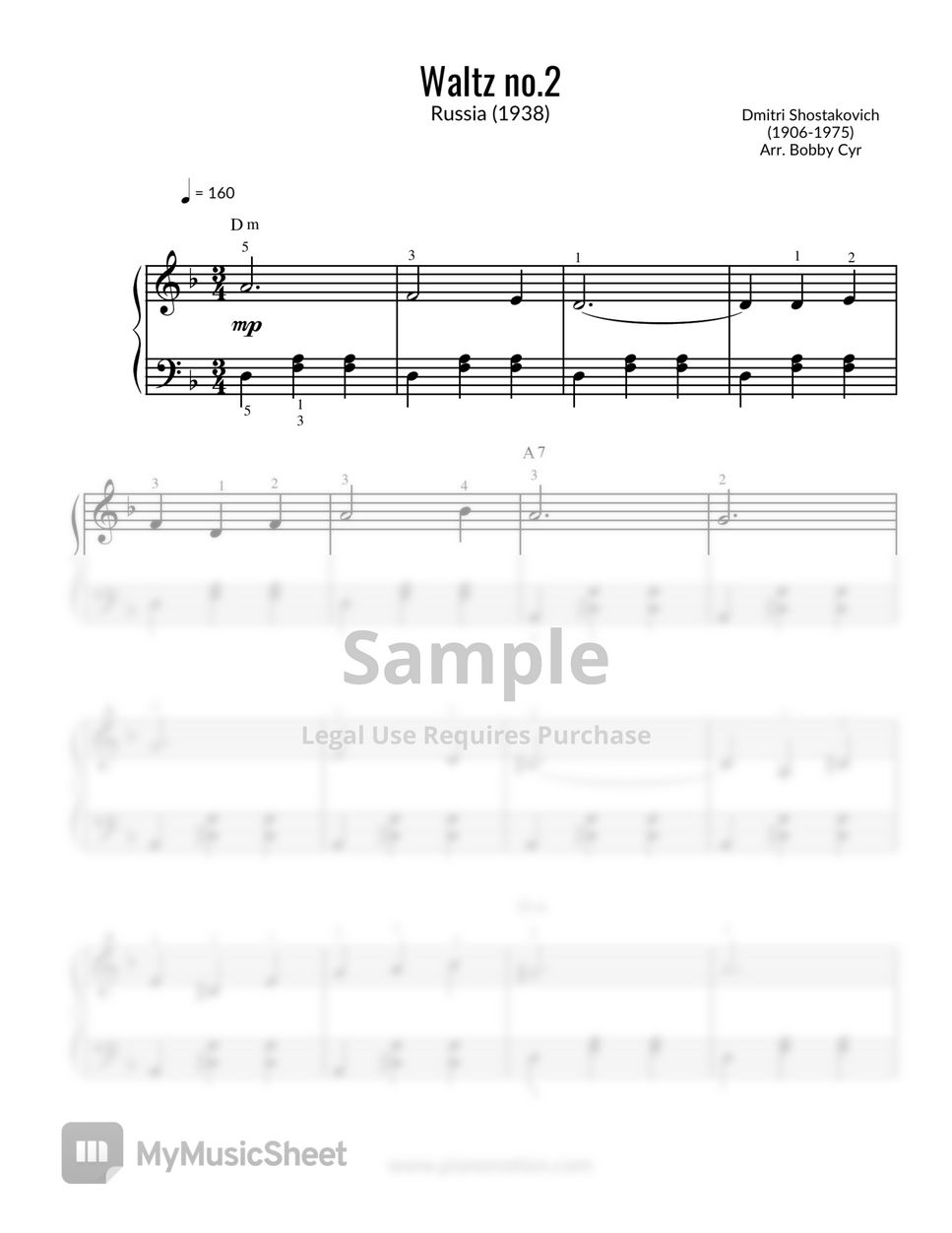 Dmitri Shostakovich - Waltz no.2 (Piano Solo) Sheets by Piano Notion