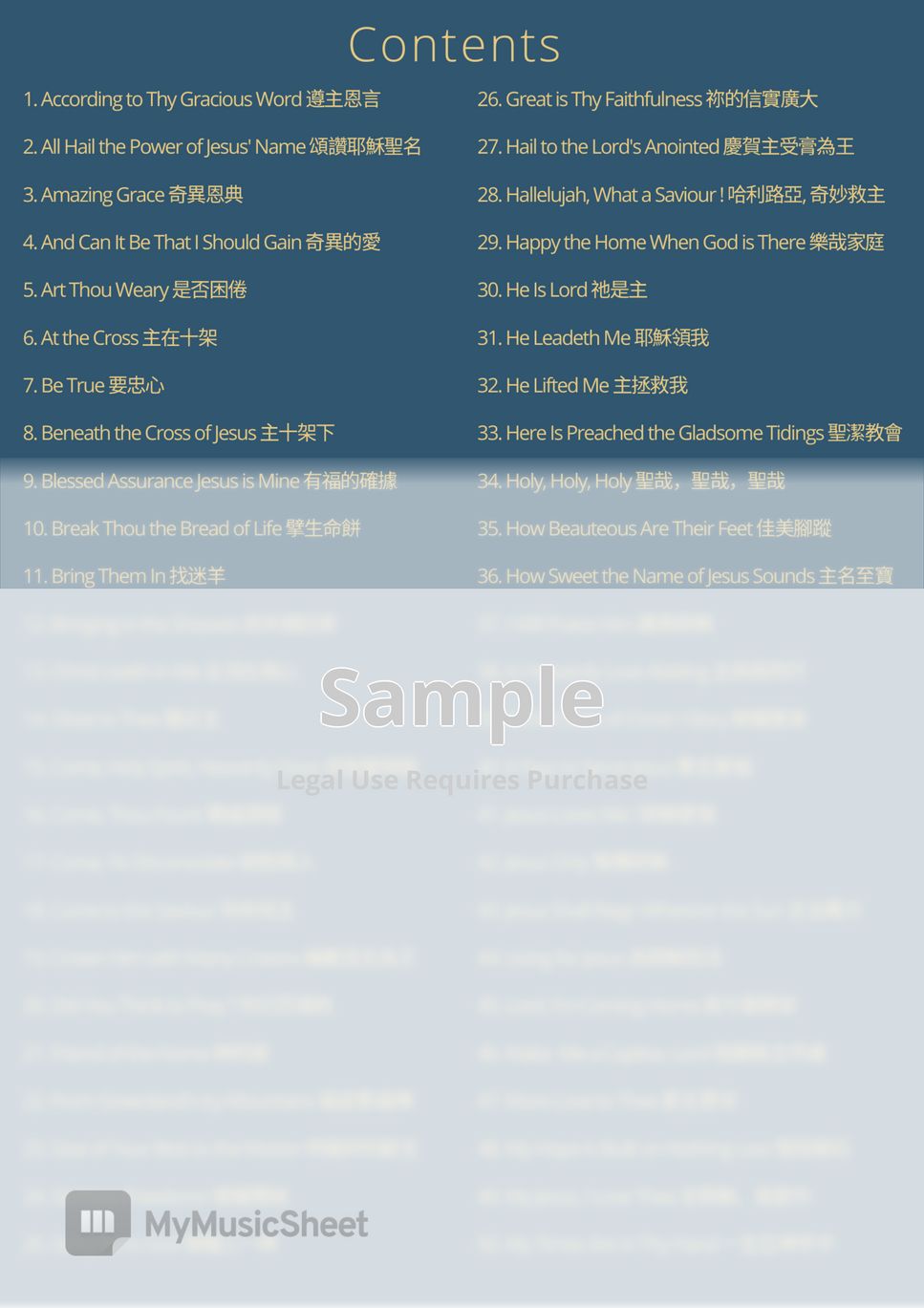 (Melody and Chords Only) - 100 Hymns Lead Sheets 100首傳統詩歌Chord譜 by Music Canaan Studio