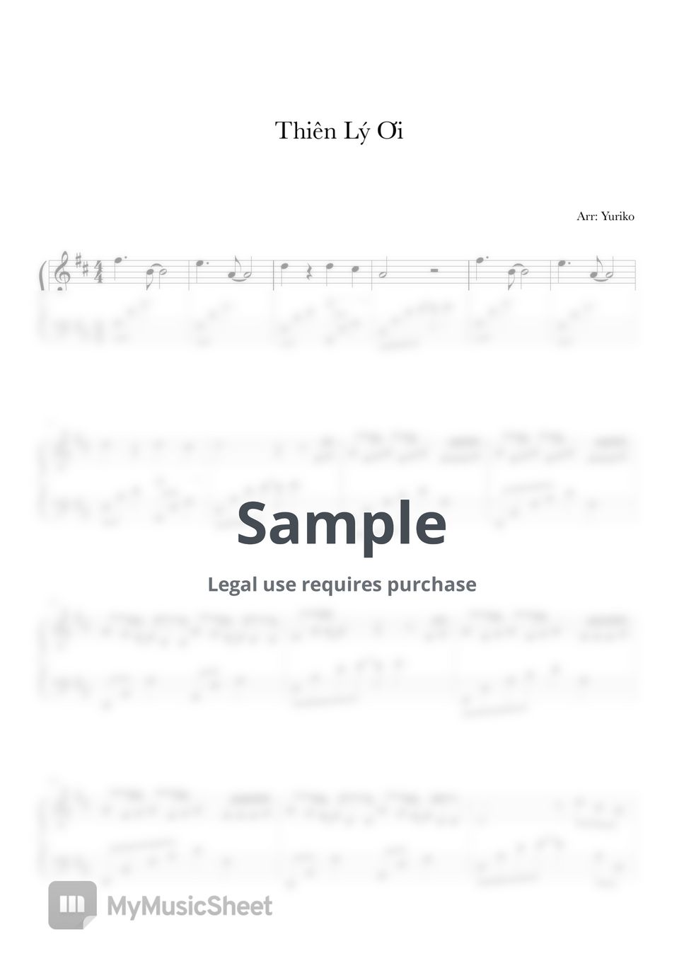 Jack Thiên Lý ơi Sheets by Yuriko Piano