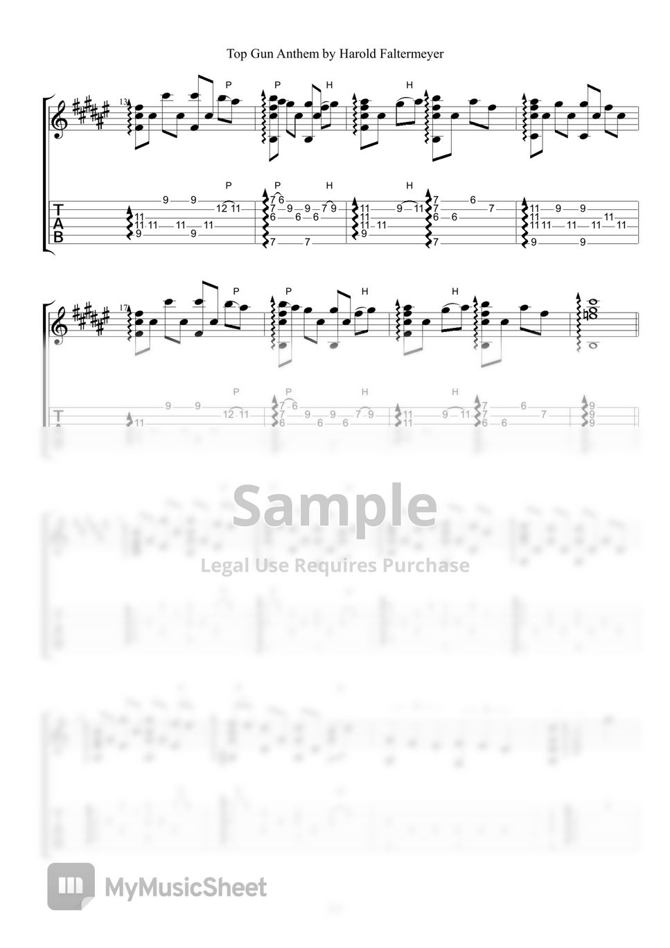 Harold Faltermeyer Top Gun Anthem (Guitar TAB) แทป + บรรทัด 5 เส้น 1