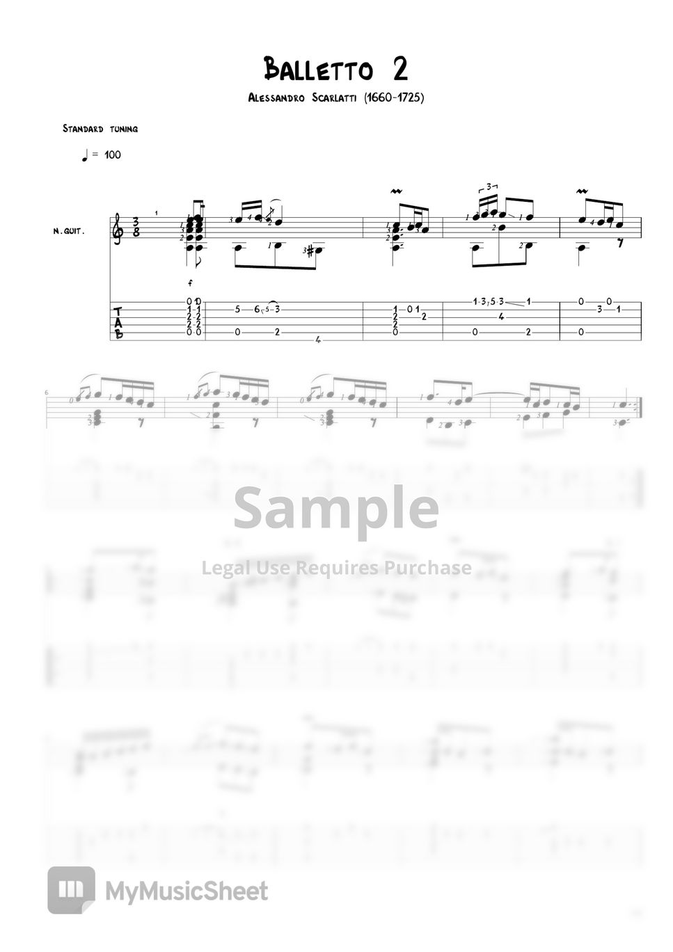 Alessandro Scarlatti - Balletto 2 Sheets by 「Agape Guitar」