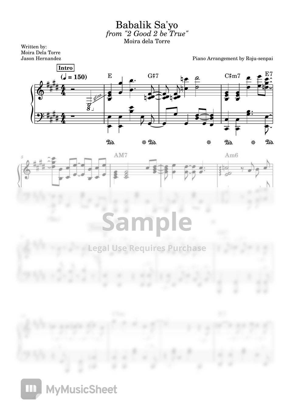 Moira Dela Torre - Babalik Sa'yo (Piano Sheet Music with MIDI & MSCZ) by Roju-senpai