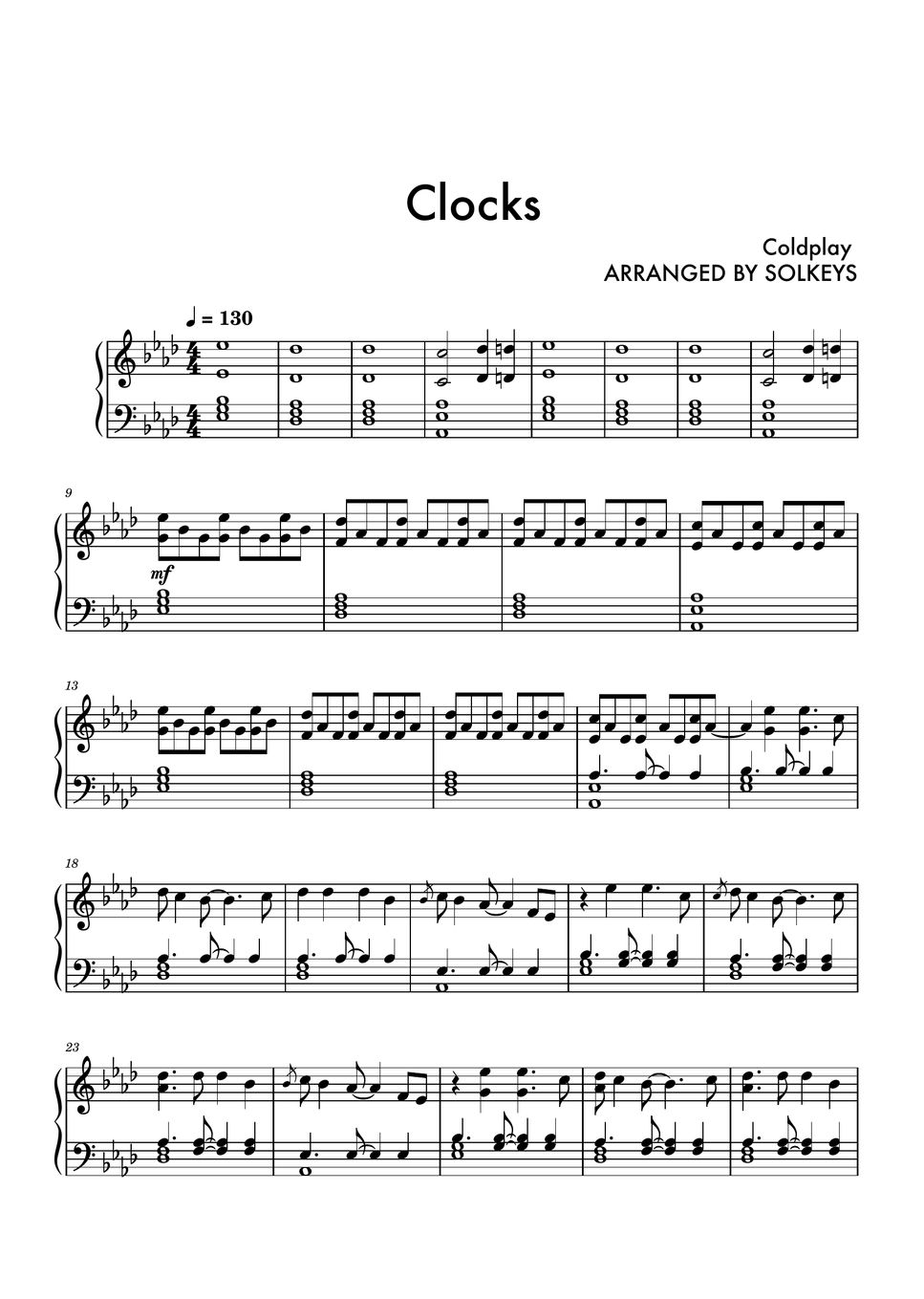 Coldplay - Clocks by SolKeys