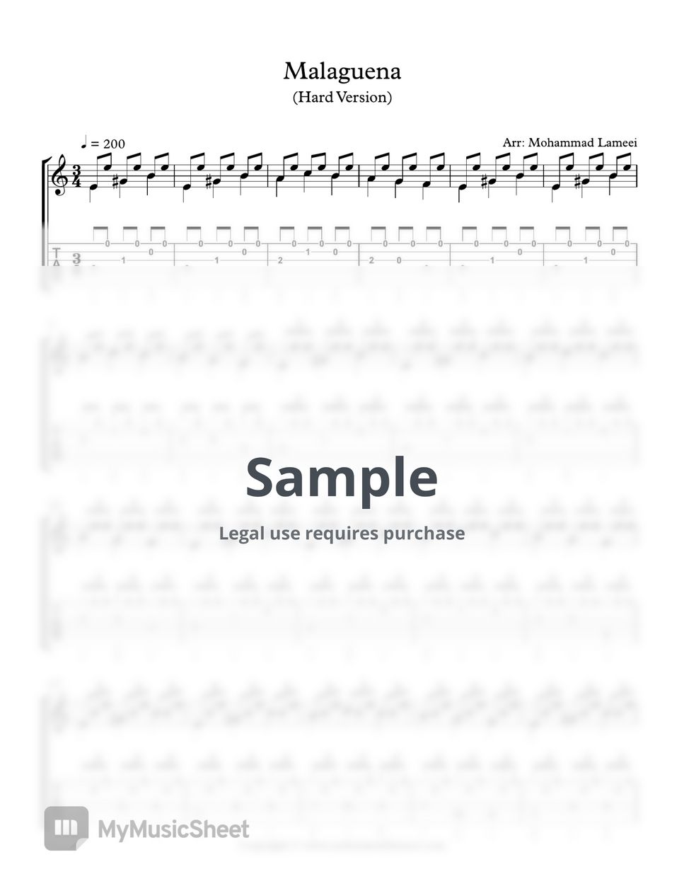 Malaguena Hard Verion TAB+1 Staff by Mohammad Lameei