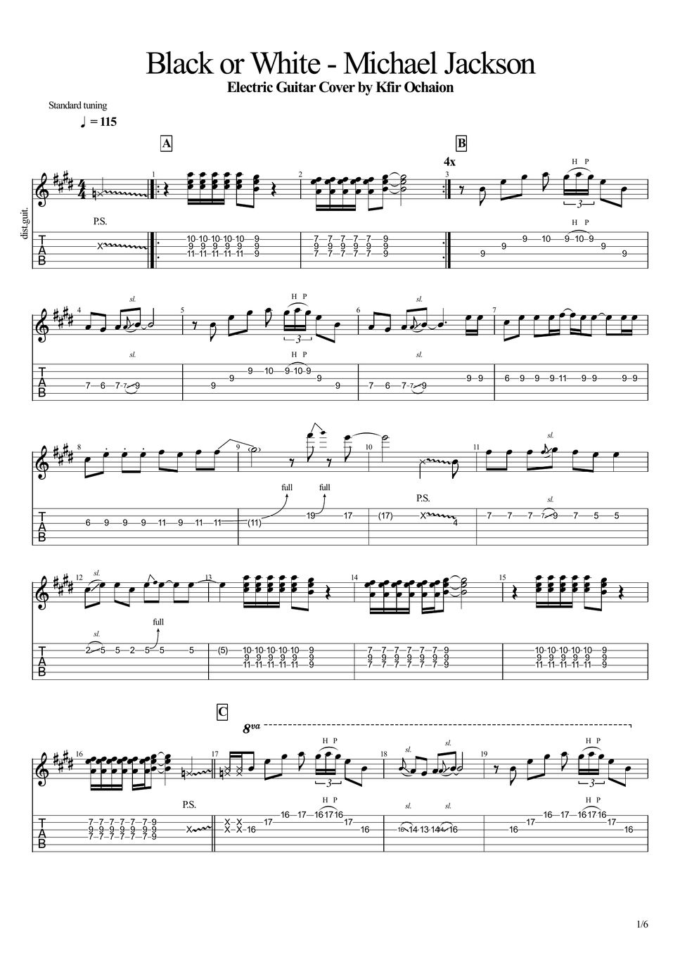 Michael Jackson Black or White Sheet by Kfir Ochaion