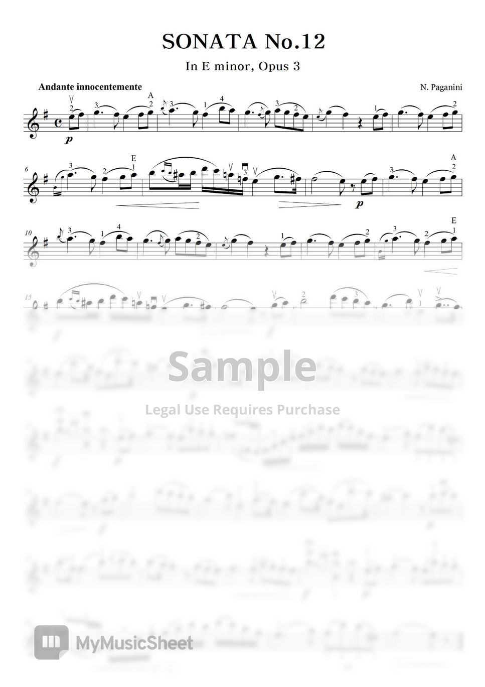 Paganini - Andante (Violin) (MR포함) by Lee