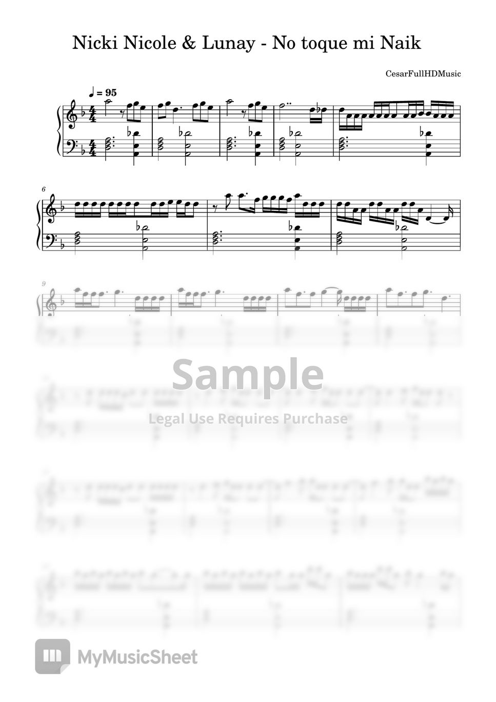 Nicki Nicole & Lunay - No Toque Mi Naik 악보