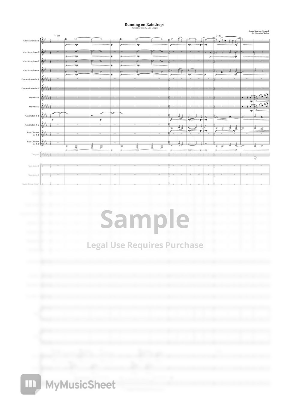 James newton howard running on raindrops full score sheets by