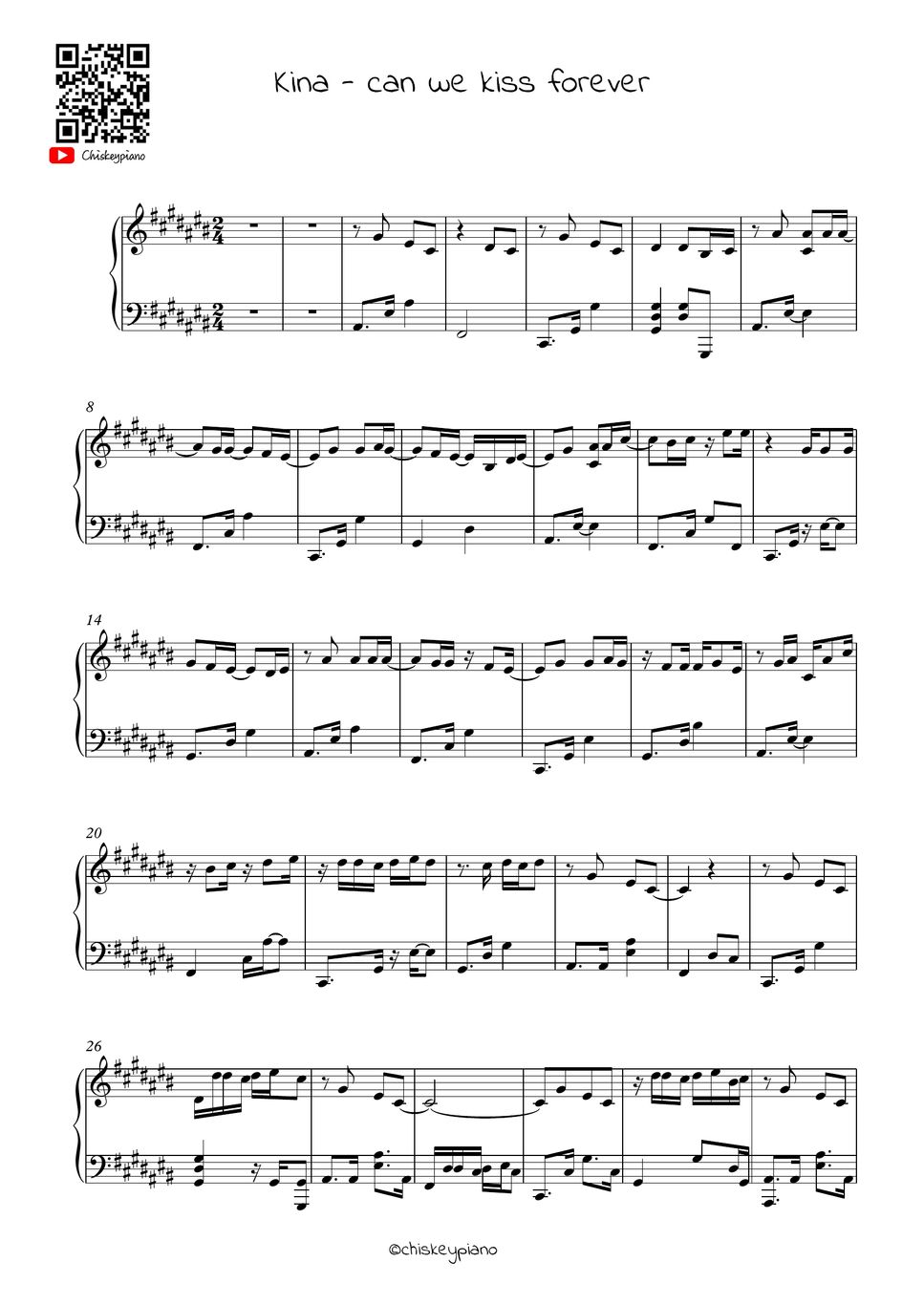 kina Can We Kiss Forever Sheets by chiskeypiano