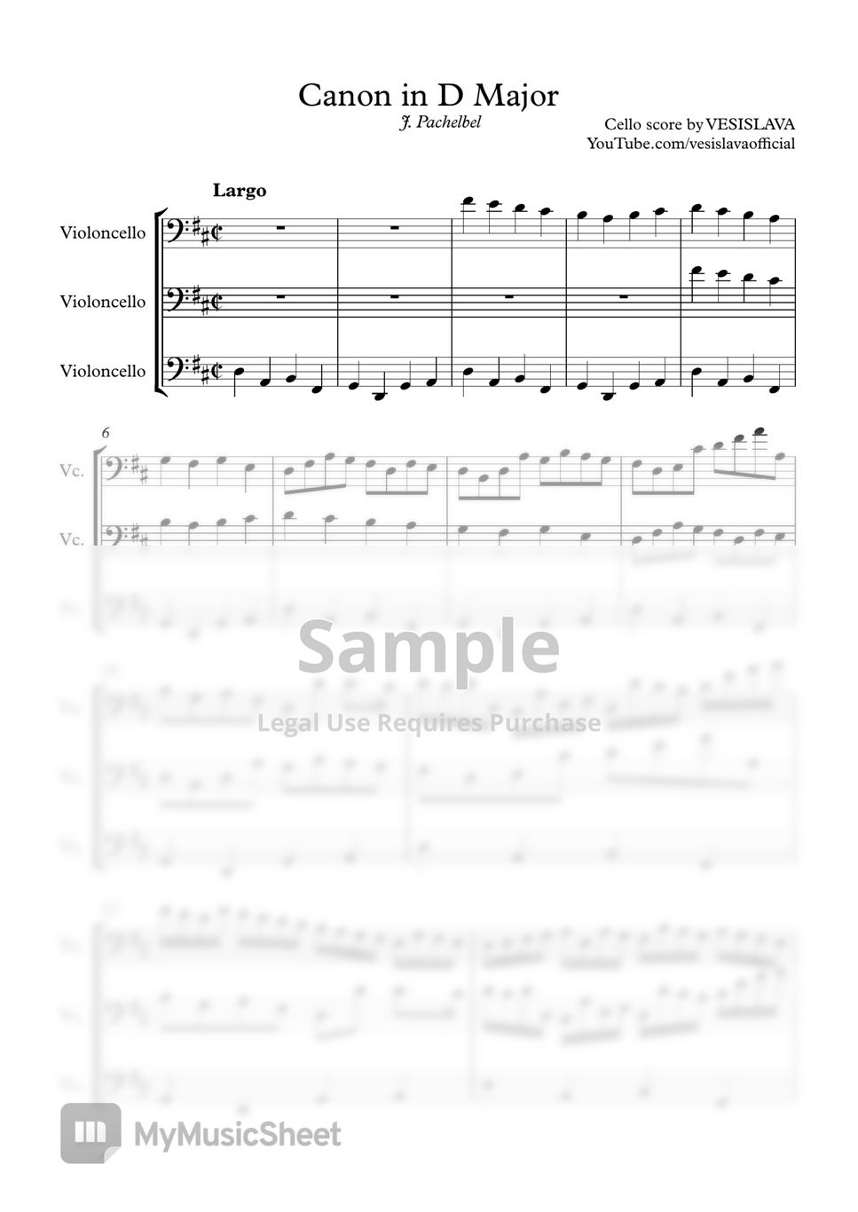 J. Pachelbel - Canon in D (for 3 Cellos) by Vesislava