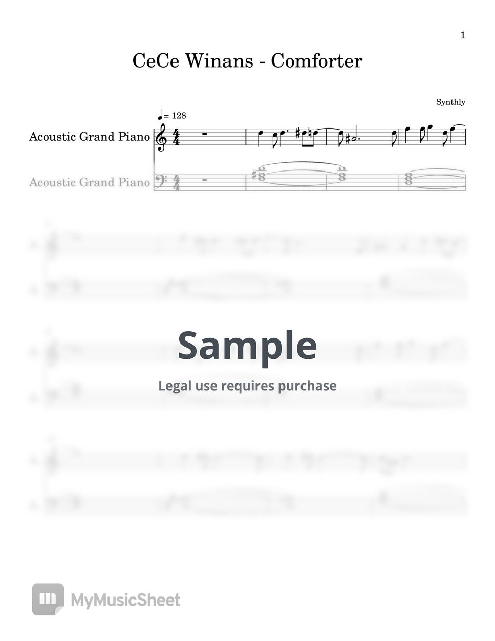 CeCe Winans Comforter (EASY PIANO SHEET) Sheets by Synthly