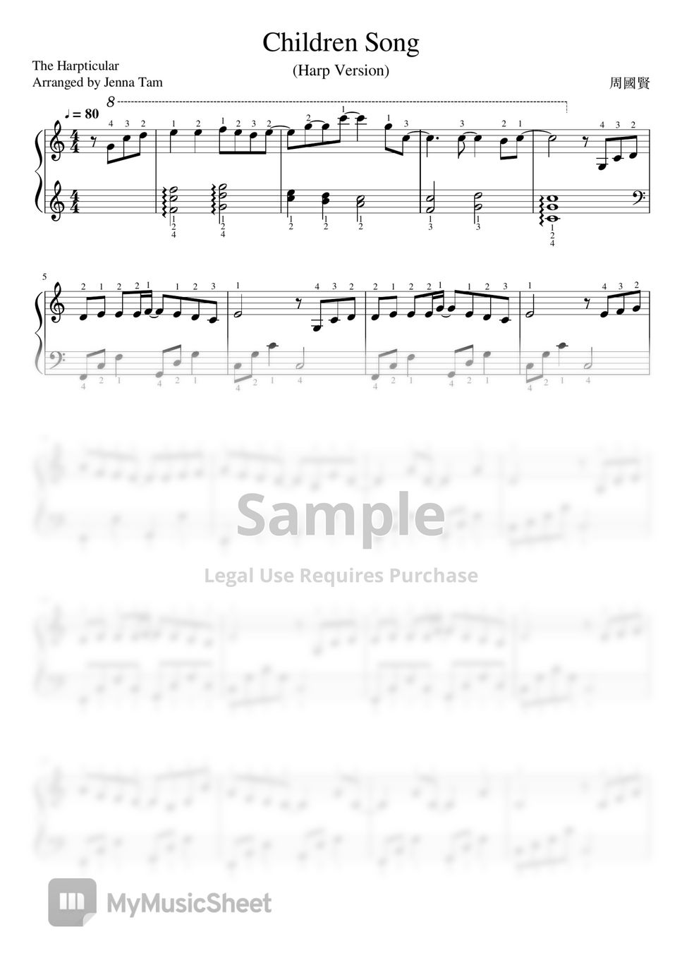 周國賢 - [Harp] Children Song Sheets by Jenna (The Harpticular)