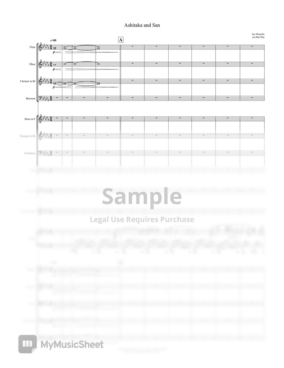 Joe Hisaishi - Ashitaka and San for Orchestra - Full Score by Hai Mai