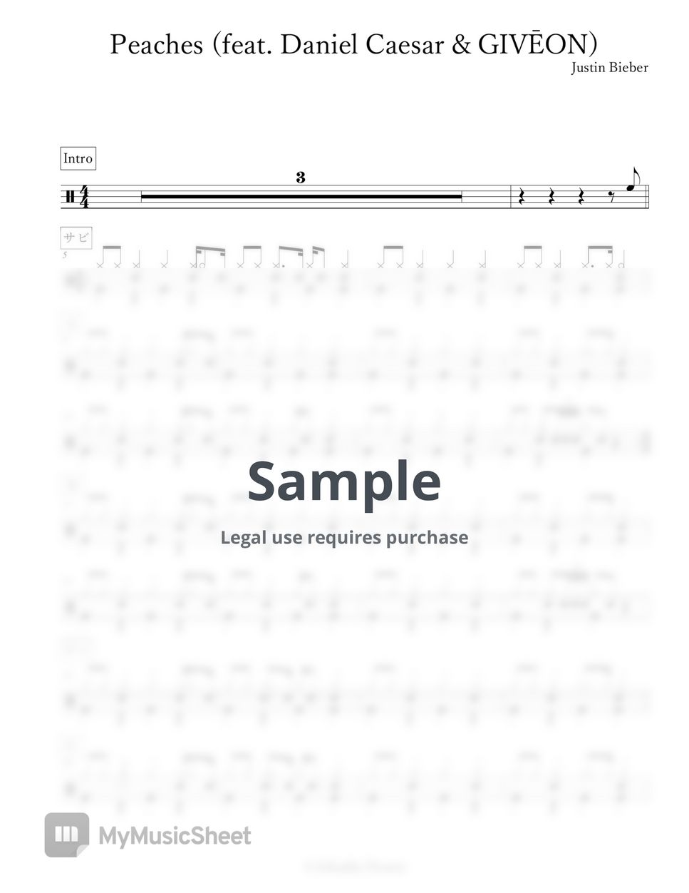 Justin Bieber Peaches (feat. Daniel Caesar & GIVĒON) Sheets by