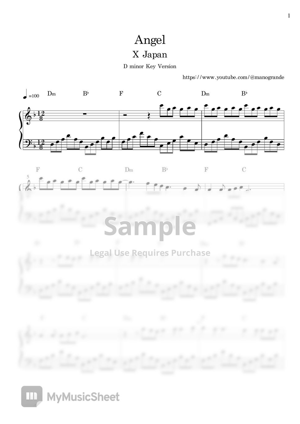 X Japan - Angel D minor (easy key) by manogrande