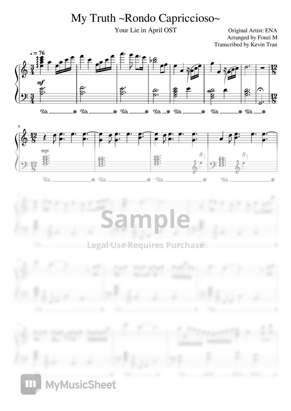 ENA - Your Lie in April OST - My Truth ~Rondo Capriccioso~ by Fonzi M