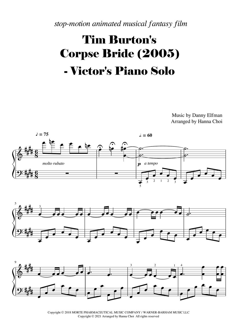 D Elfman Tim Burton s Corpse Bride Victor s Piano Solo 