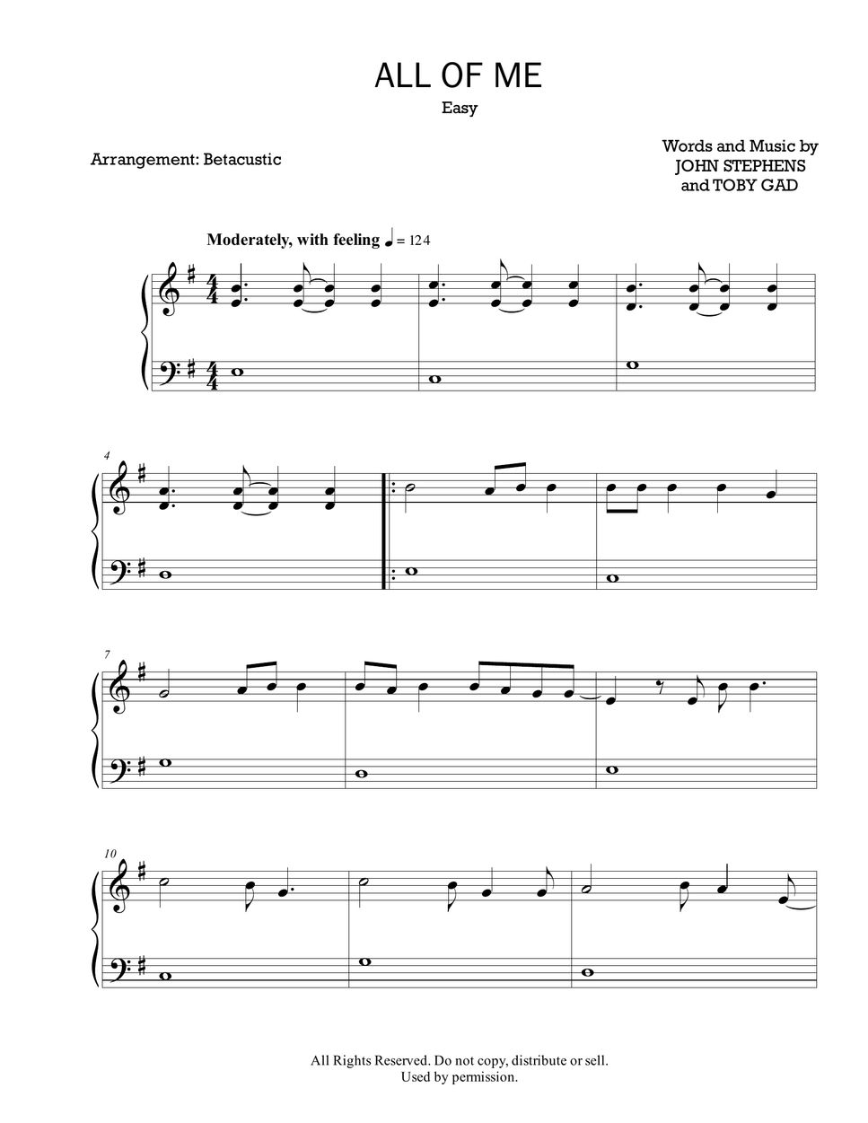 All Of Me Easy Chords