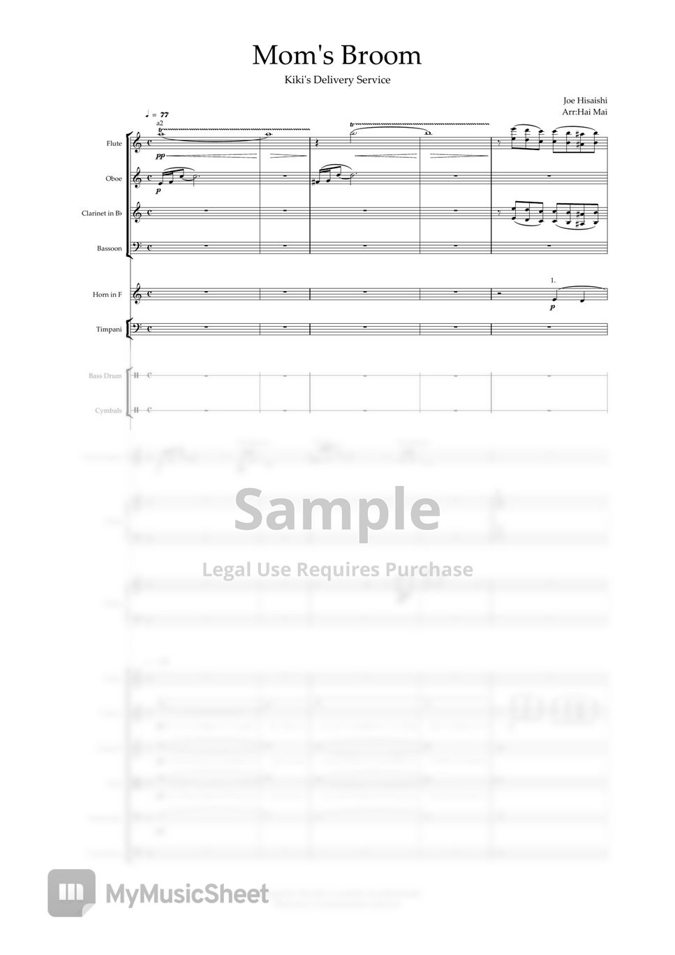 Joe Hisaishi - Mom's Broom(Kiki's Delivery Service) for Orchestra - Score and Part by Hai Mai