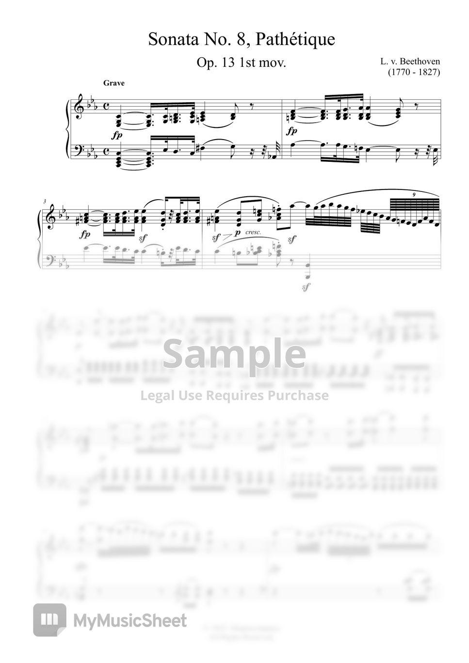 L.V.Beethoven - Pathetique Beethoven 1st movement by MyMusicSheet Official