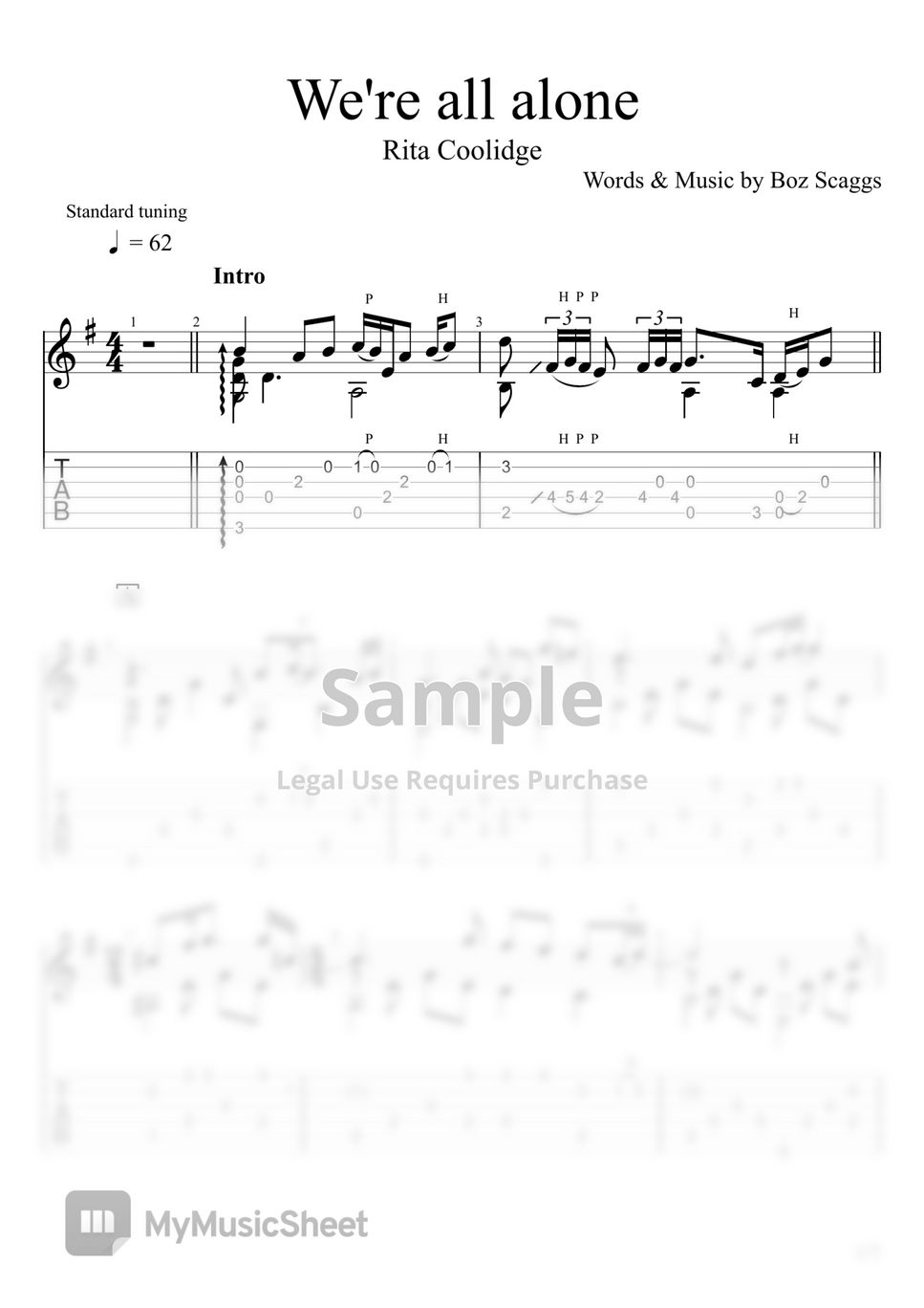 rita-coolidge-we-re-all-alone-fingerstyle-sheets-by-u3danchou